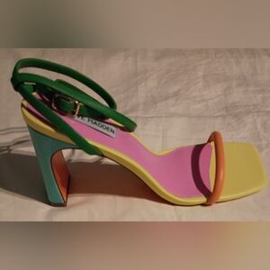 New With Box Steve Madden Erykah Multicolor Leather Strappy For Women-8.5
